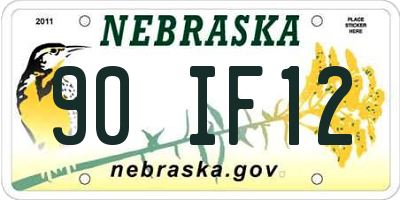 NE license plate 90IF12