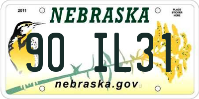 NE license plate 90IL31