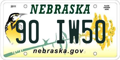 NE license plate 90IW50