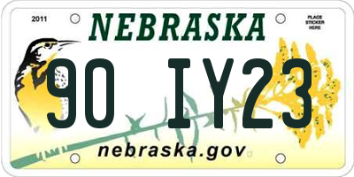 NE license plate 90IY23