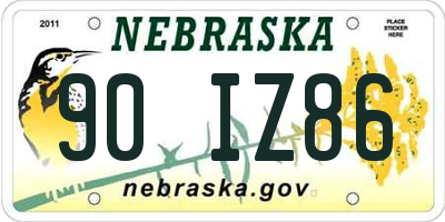 NE license plate 90IZ86