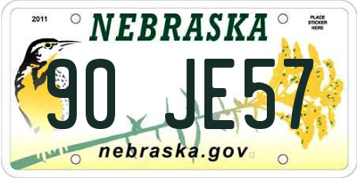 NE license plate 90JE57