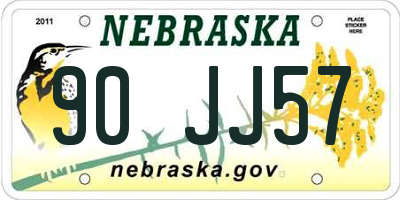 NE license plate 90JJ57