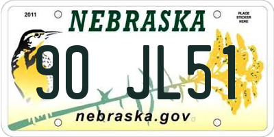 NE license plate 90JL51