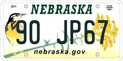 NE license plate 90JP67