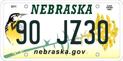 NE license plate 90JZ30