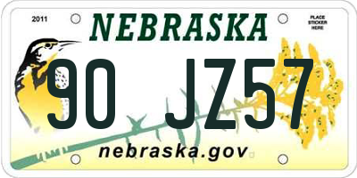 NE license plate 90JZ57