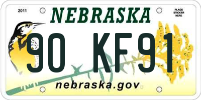 NE license plate 90KF91