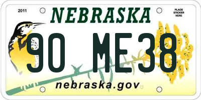 NE license plate 90ME38
