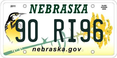 NE license plate 90RI96