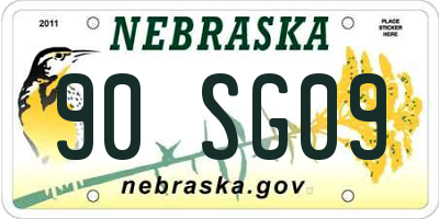 NE license plate 90SG09