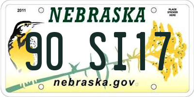 NE license plate 90SI17