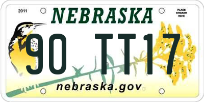 NE license plate 90TT17