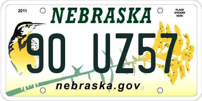 NE license plate 90UZ57