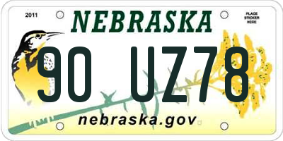 NE license plate 90UZ78