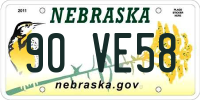NE license plate 90VE58