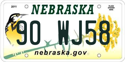 NE license plate 90WJ58