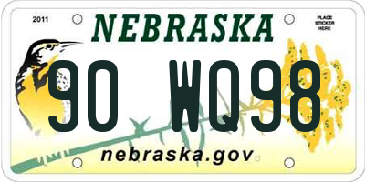 NE license plate 90WQ98