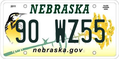NE license plate 90WZ55
