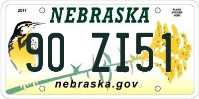 NE license plate 90ZI51