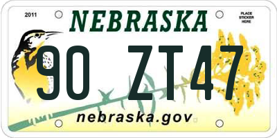 NE license plate 90ZT47