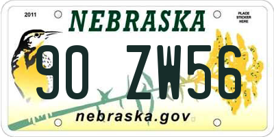 NE license plate 90ZW56