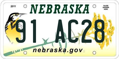 NE license plate 91AC28