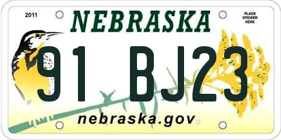 NE license plate 91BJ23