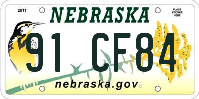 NE license plate 91CF84