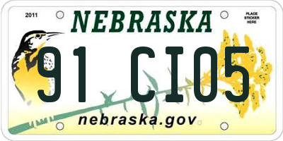 NE license plate 91CI05