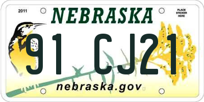 NE license plate 91CJ21