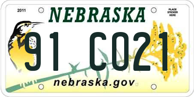 NE license plate 91CO21