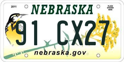 NE license plate 91CX27