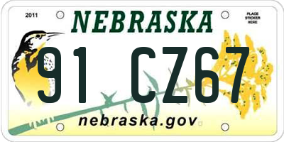 NE license plate 91CZ67