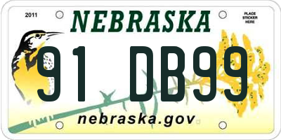 NE license plate 91DB99
