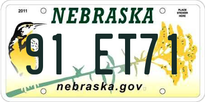NE license plate 91ET71