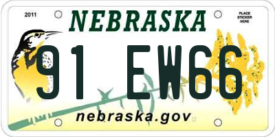 NE license plate 91EW66