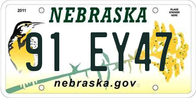 NE license plate 91EY47
