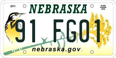NE license plate 91FG01
