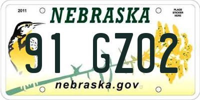 NE license plate 91GZ02