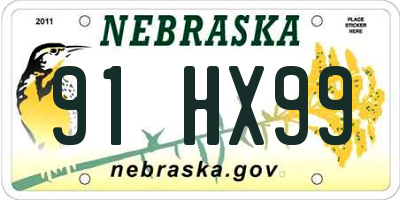 NE license plate 91HX99