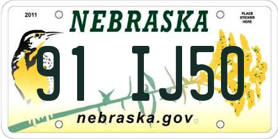 NE license plate 91IJ50