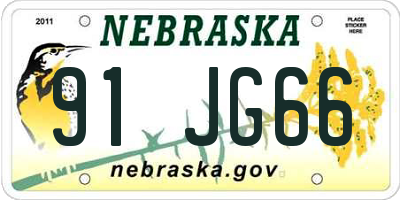 NE license plate 91JG66
