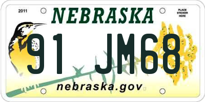 NE license plate 91JM68