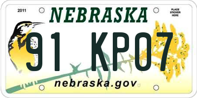 NE license plate 91KP07