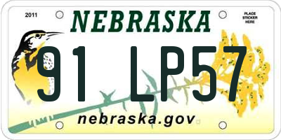 NE license plate 91LP57