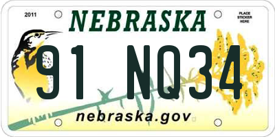 NE license plate 91NQ34