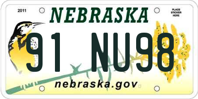 NE license plate 91NU98