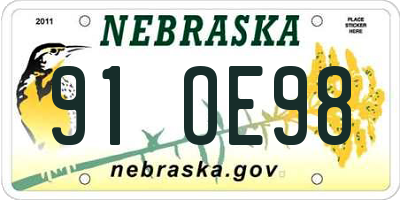 NE license plate 91OE98