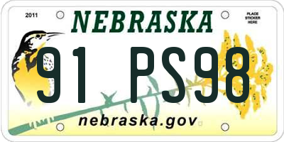 NE license plate 91PS98